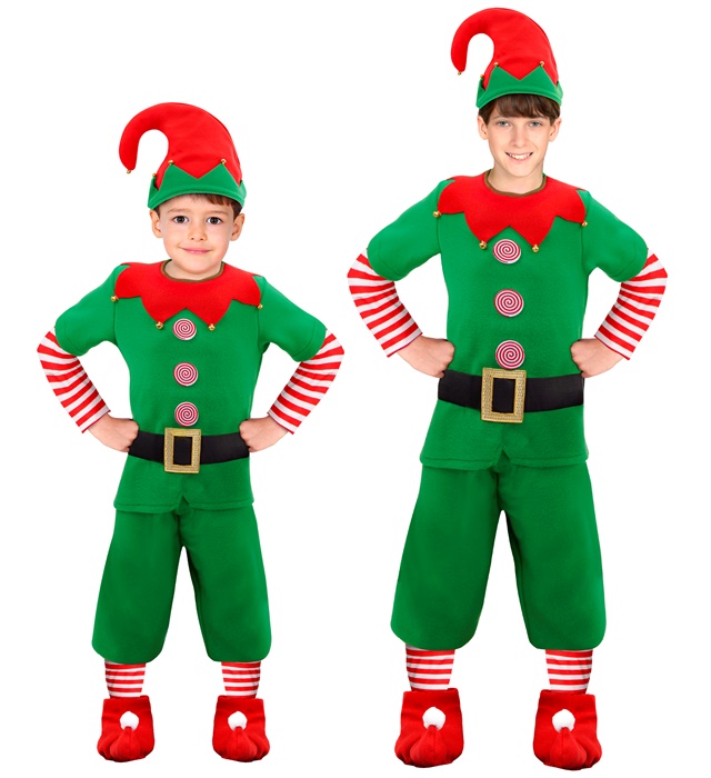 "ELFE ASSISTANT DU PERE NOEL" (casaque, pantalon, ceinture, couvre-chaussures, chapeau)