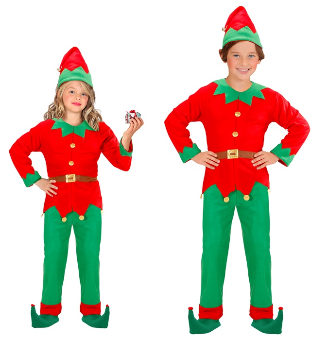 "ELFE ASSISTANT DU PERE NOEL" (casaque avec ceinture, pantalon, chapeau)
