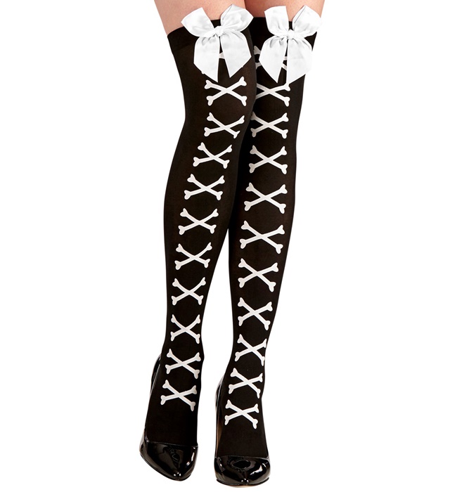 [01304] "CHAUSSETTES HAUTES OSCROISES AVEC NUD BLANC SATIN" 70 DEN