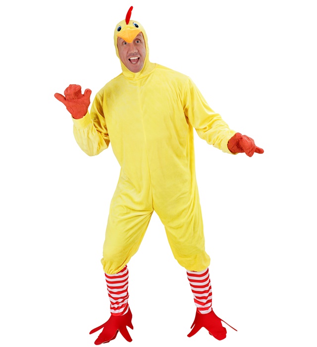 "POULET" (costume, chaussettes avec pattes, masque)
