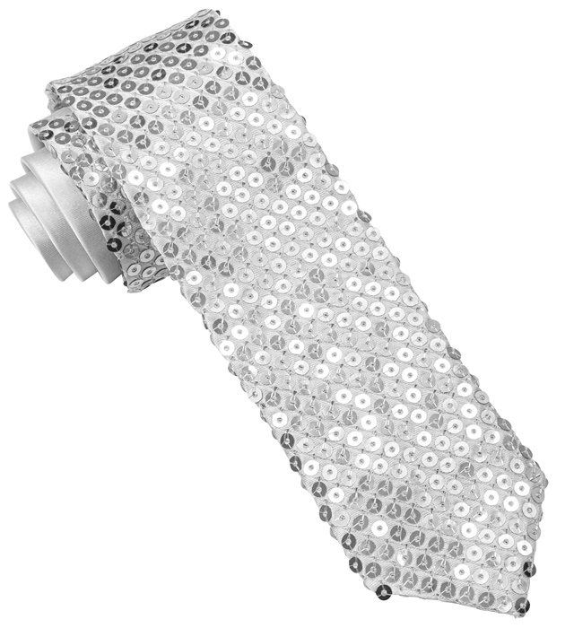 [9061S] "CRAVATE A PAILLETTES ARGENT"