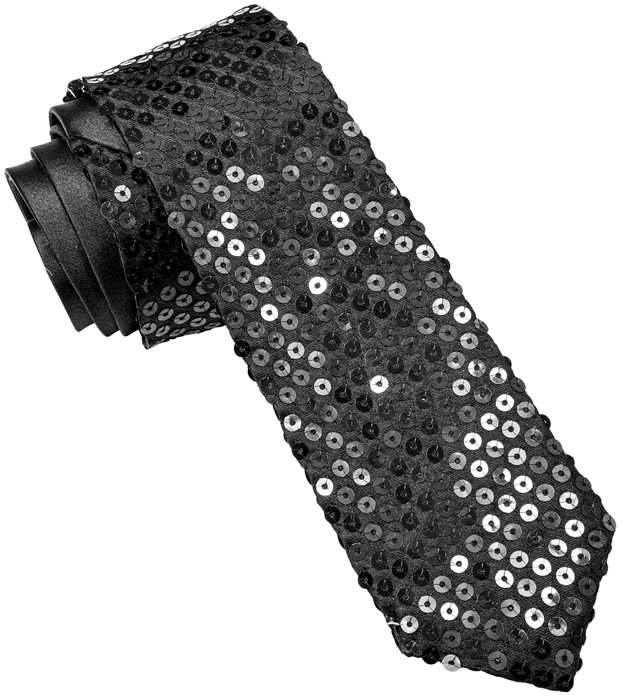 [9064B] "CRAVATE A PAILLETTES NOIRE"