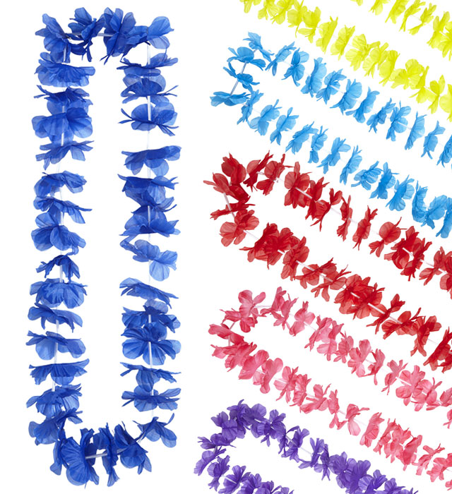 "COLLIER HAWAÏEN D'UNE SEULE COULEUR" 6 coul.