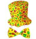 "HAUT DE FORME ET NOEUD PAPILLON CLOWN" rouge - taille adultes
