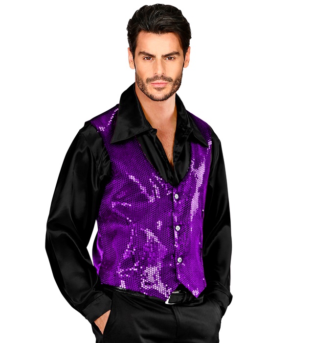 "GILET EN PAILLETTES VIOLET" Homme