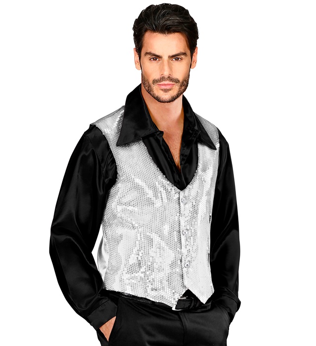 [93212] "GILET EN PAILLETTES ARGENT" Homme (M)