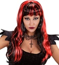 "PERRUQUE HALLOWEEN NOIRE AVEC MECHES ROUGES" en sachet