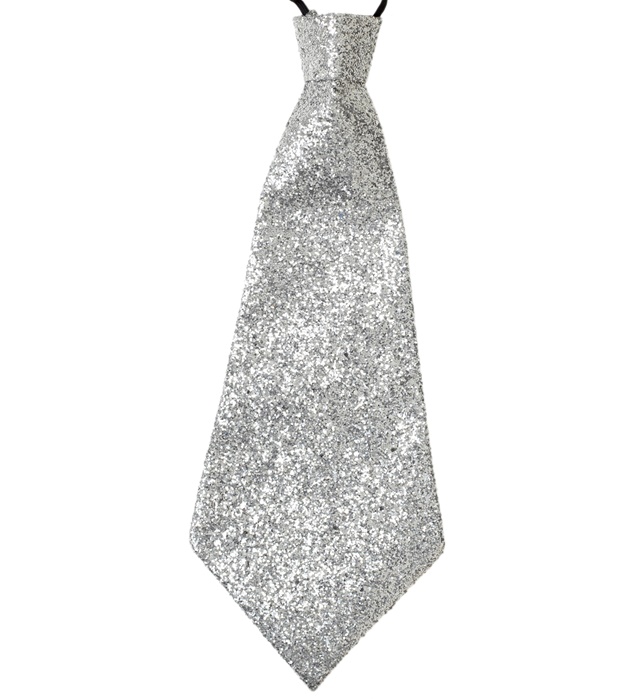 [9363A] "CRAVATE LUREX ARGENT" avec élastique
