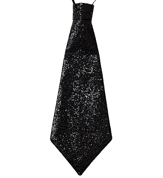 [9364B] "CRAVATE LUREX NOIRE" avec élastique