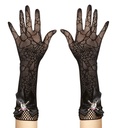 "GANTS A MAILLE TOILE D'ARAIGNEE AVEC CRÂNE STRASS - 33 cm"
