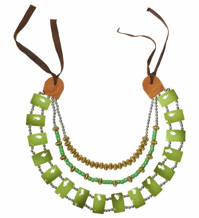 [9405N] "COLLIER TRIBAL AVEC GEMMES VERTES"