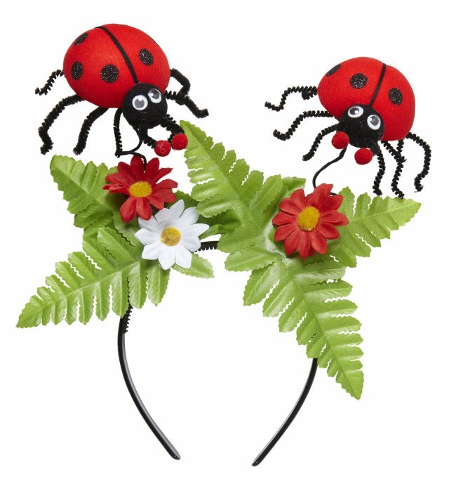 "SERRE-TÊTE COCCINELLE AVEC FLEURS"