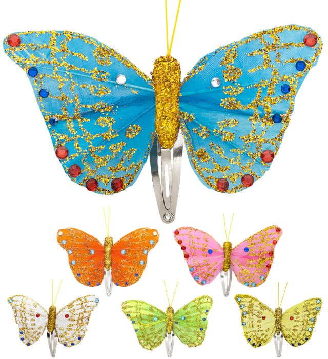 "BOÎTE DE 12 EPINGLES PAPILLON" ass. en 6 coul.