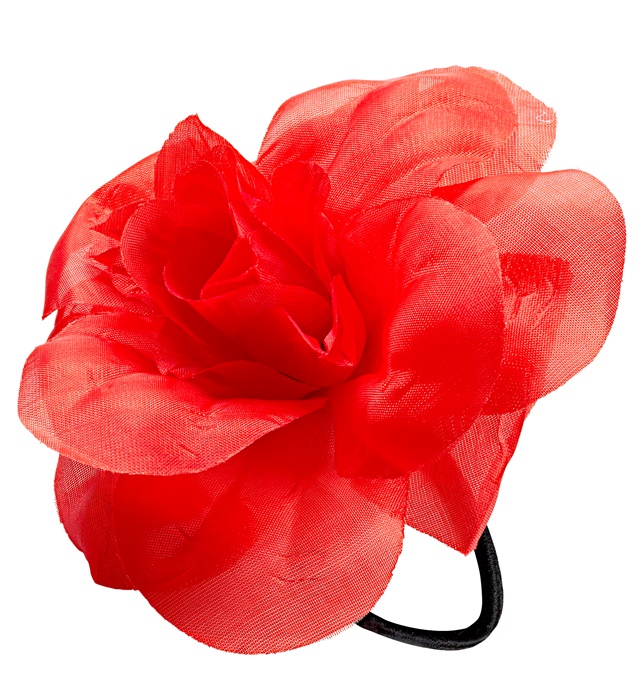 "FLEUR ROUGE POUR LES CHEVEUX AVEC ELASTIQUE"