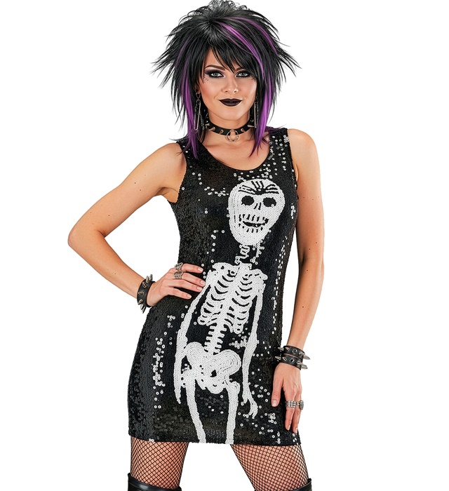 [94571] "ROBE EN PAILLETTES SQUELETTE" (S)