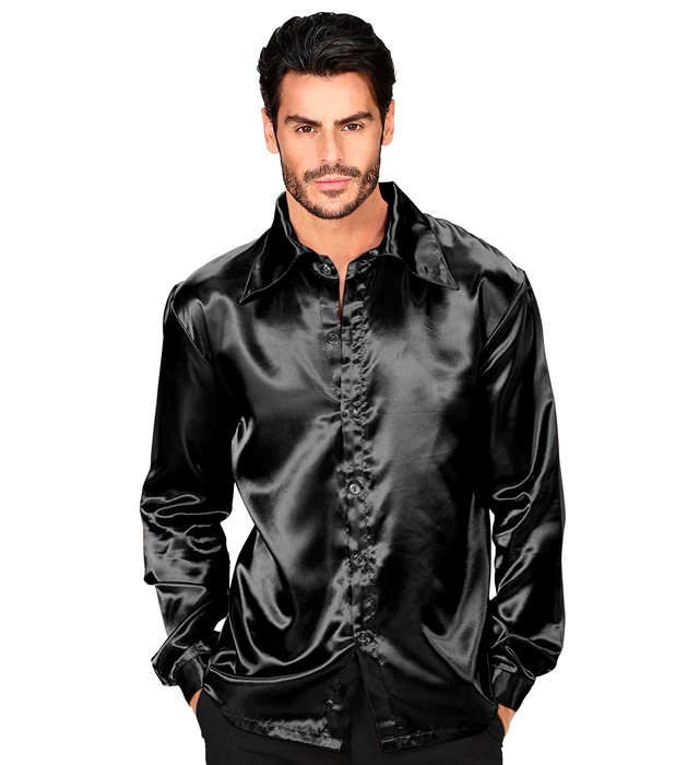 [95481] "CHEMISE DISCO 70'S NOIR" en satin (S)