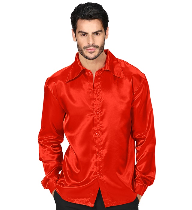 "CHEMISE DISCO 70'S ROUGE" en satin