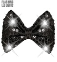 "NOEUD PAPILLON NOIR A PAILLETTES AVEC 4 LED CLIGNOTANTS" ajustable