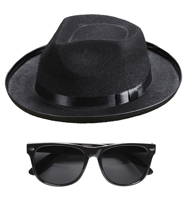 "BLUES MAN" (chapeau, lunettes)