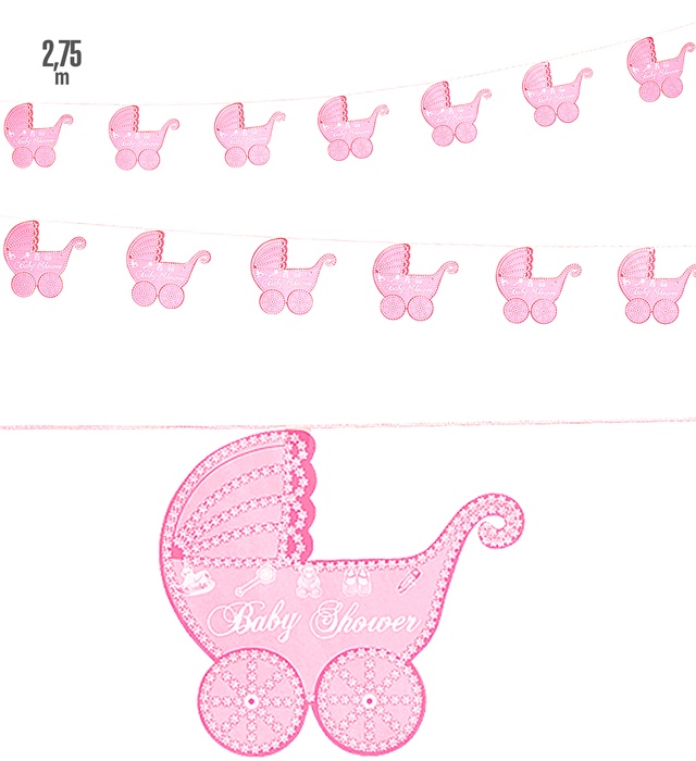 [95724] "GUIRLANDE POUSSETTE ROSE" 2,75 m