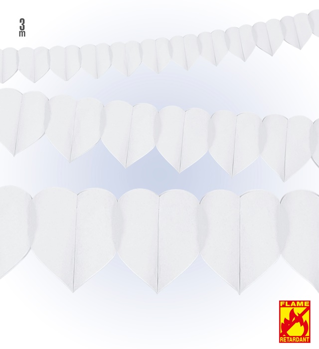 "GUIRLANDE COEUR BLANC" 3m - retardateur de flamme
