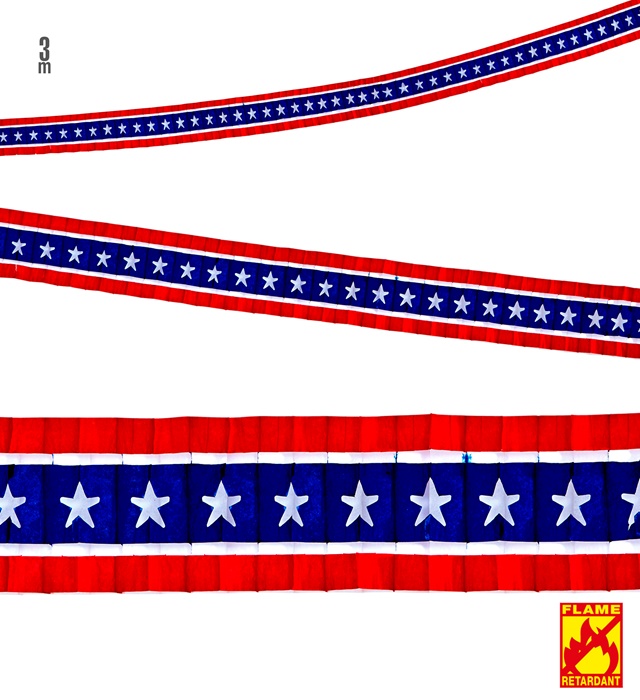 [95729] "GUIRLANDE BANDE USA PLISSEE" 3m - retardateur de flamme