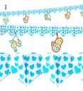 "GUIRLANDE COEURS IMPRIMES BLEUS AVEC BEBE" 3m