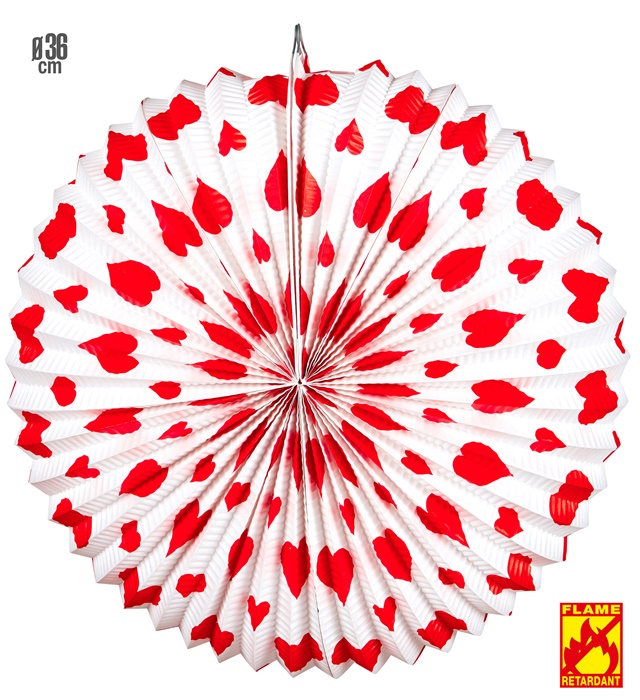 "LAMPION COEURS ROUGES" Ø 36 cm - retardateur de flamme