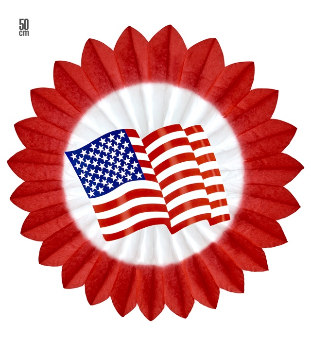 "ROSACE DRAPEAU USA ROUGE" 50 cm
