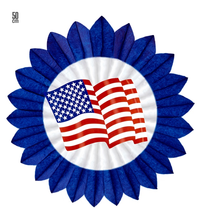 [95786] "ROSACE DRAPEAU USA BLEUE" 50 cm