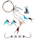 "INDIEN" (bandeau avec plumes, boucles d'oreilles, collier, bracelet)