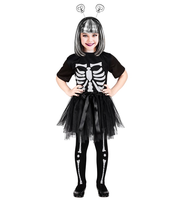 "SQUELETTE" (maillot, tutu, sert tête squelettes)
