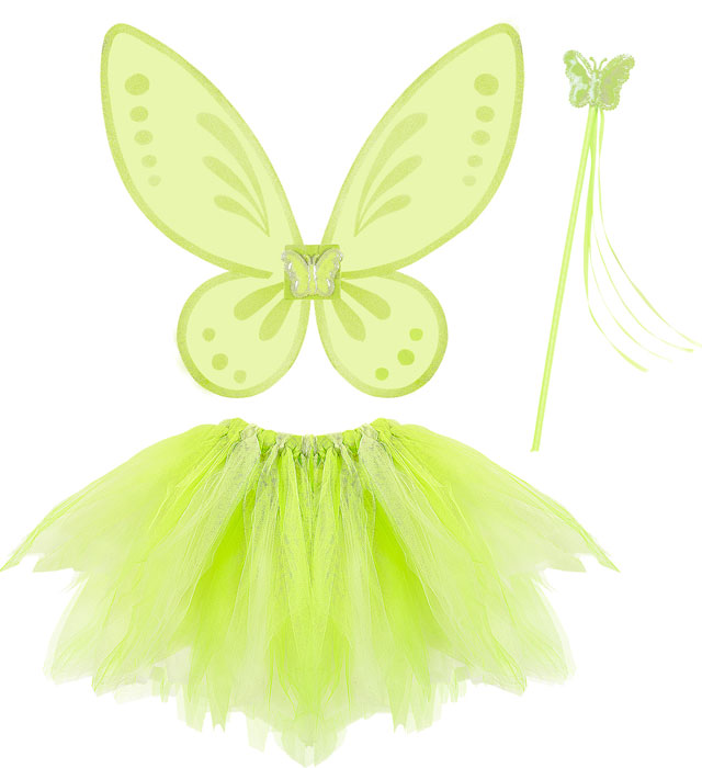 "FEE MAGIQUE" Verte (tutu, ailes, baguette magique)
