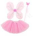 "FEE MAGIQUE" Rose vif (tutu, ailes, baguette magique)