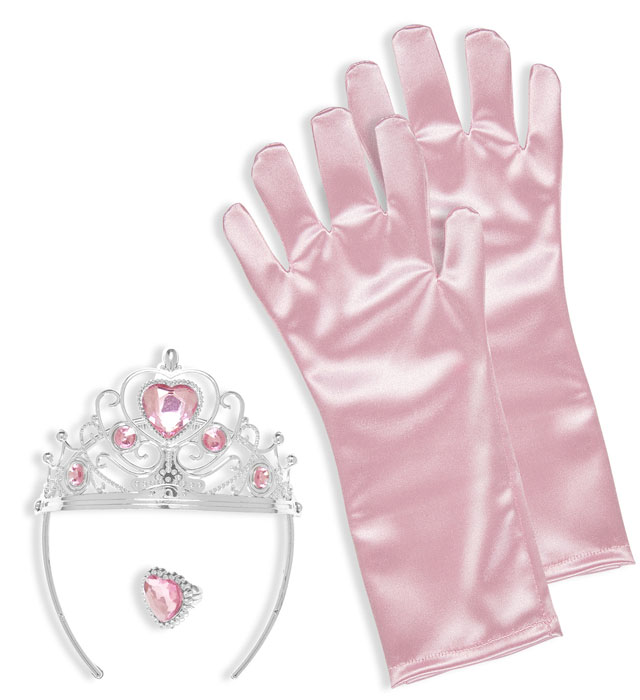 [96561] Set de "PRINCESSE ROSE" (tiare, gants, bague)