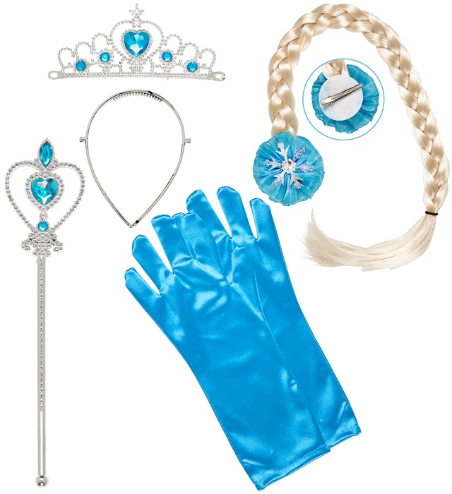 [96563] "SET PRINCESSE DES NEIGES" (tiare,natte, gants, baguette magique)