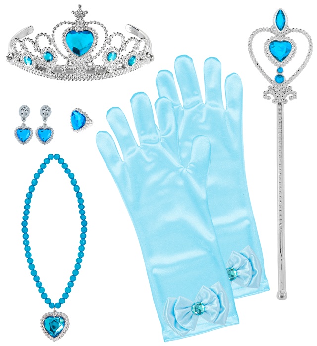 [96564] "SET PRINCESSE" (tiare, gants, collier, boucles d’oreilles, bague, baguette magique)