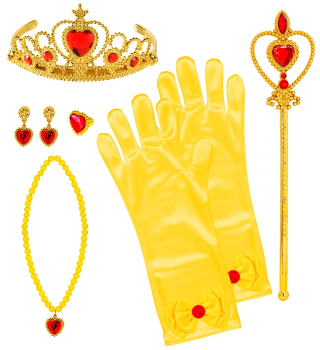 [96566] "SET PRINCESSE" (tiare, gants, collier, boucles d’oreilles, bague, baguette magique)