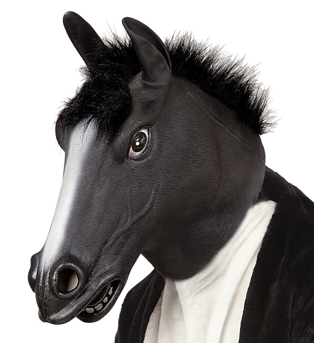 "MASQUE DE CHEVAL NOIR AVEC CRINS PELUCHE"