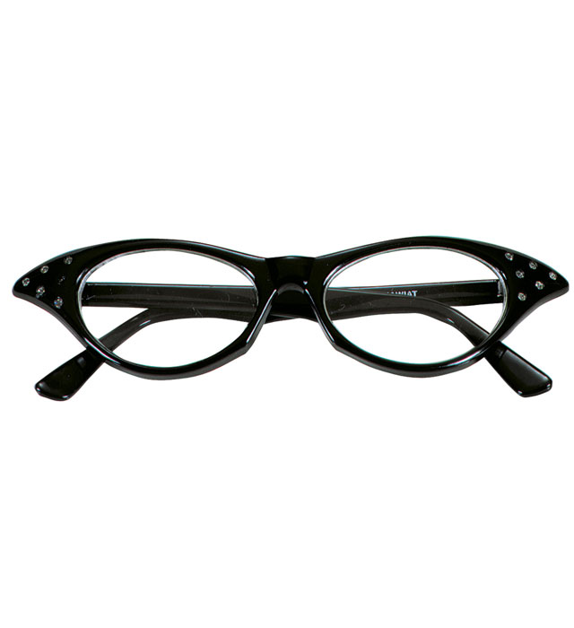 [96671] "LUNETTES NOIRES ANNEES 50 AVEC STRASS"