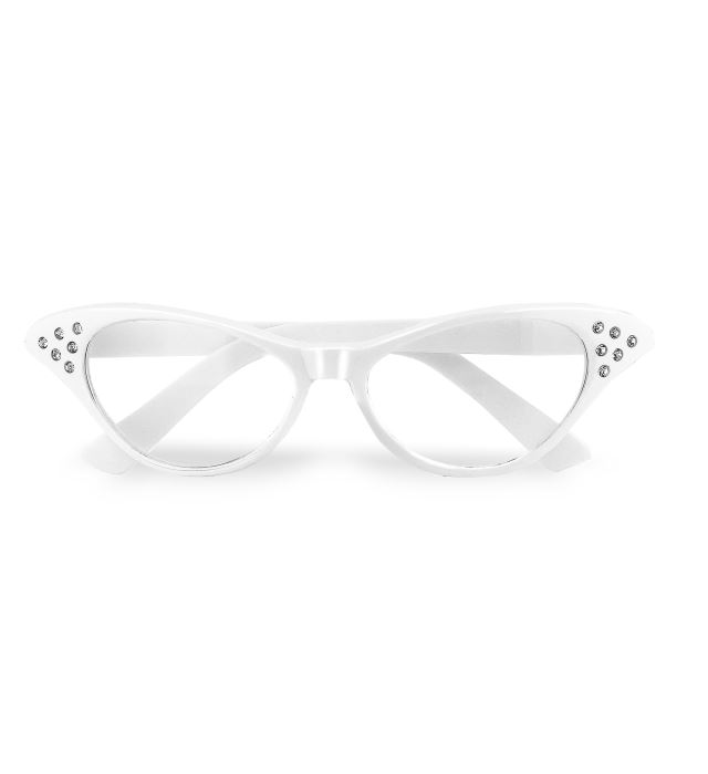 [96672] "LUNETTES BLANCHES ANNEES 50 AVEC STRASS"