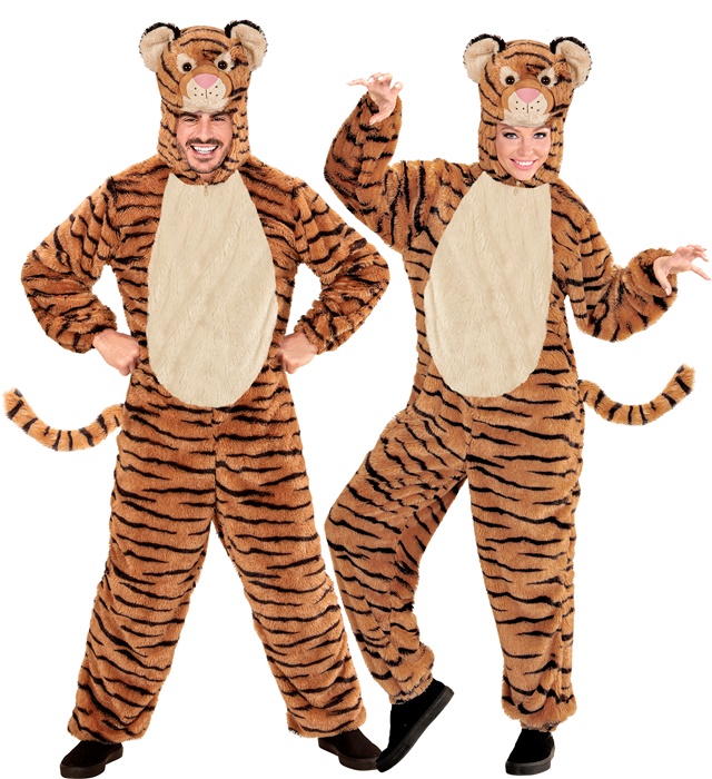 "TIGRE EN PELUCHE DOUX" (combinaison à capuche avec masque)