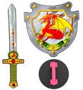 "EPEE ET BOUCLIER CHEVALIER DRAGON" en mousse douce EVA - épée 52 cm, bouclier 33 x 35 cm