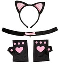 "SET CHAT ROSE" (oreilles, ras du cou, gants)