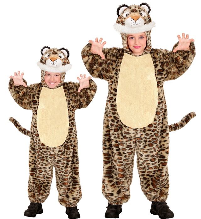 "LEOPARD EN PELUCHE DOUX" (combinaison à capuche et masque)