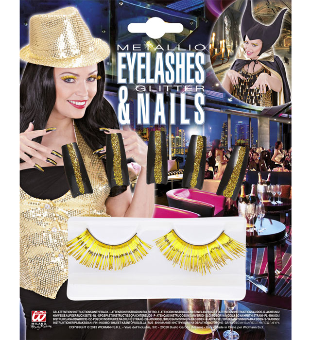 Set de "FAUX CILS METALLIQUES OR ET 10 FAUX ONGLES"