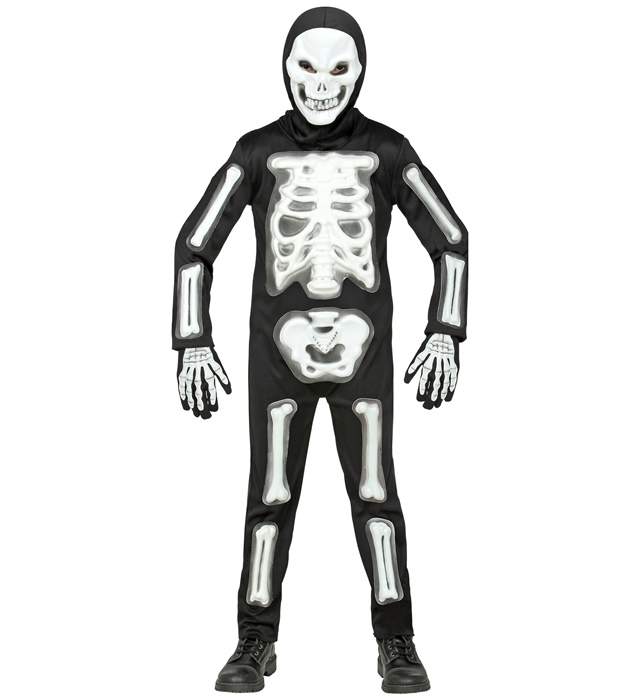 "SQUELETTE 3D" (combinaison, masque avec capuche, gants)