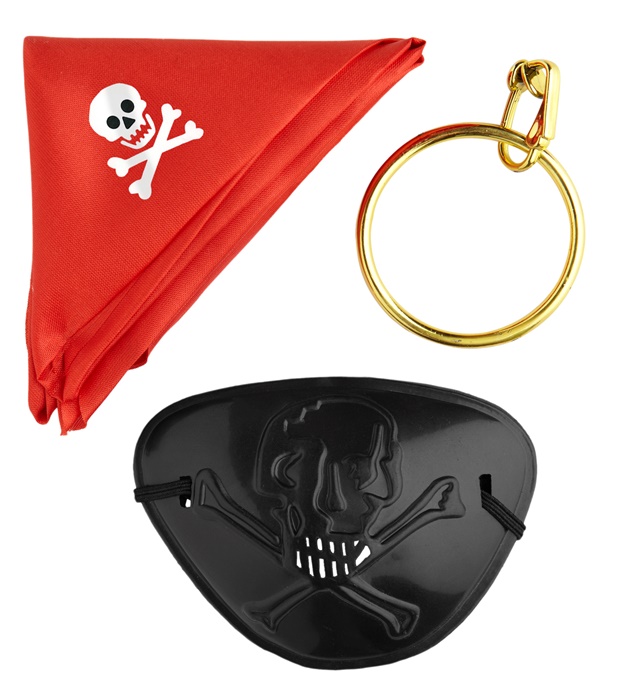 [9822P] "SET PIRATE" (bandana, cache-oeil,boucle d'oreilles)