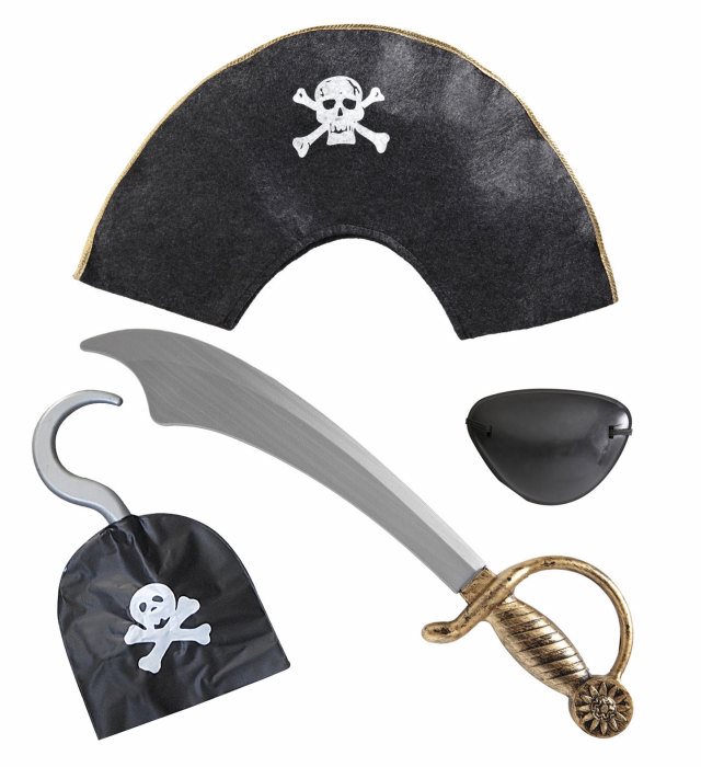 [9823X] "SET PIRATE" (chapeau, sabre, cache-oeil, crochet)