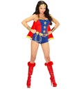 "FILLE SUPER POUVOIRS" (robe, ceinture, coiffe, cape)